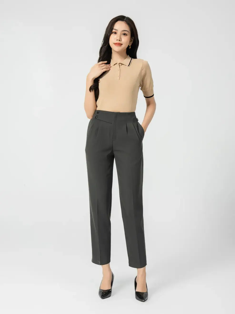 Quần tây nữ baggy cạp cao tôn vòng eo