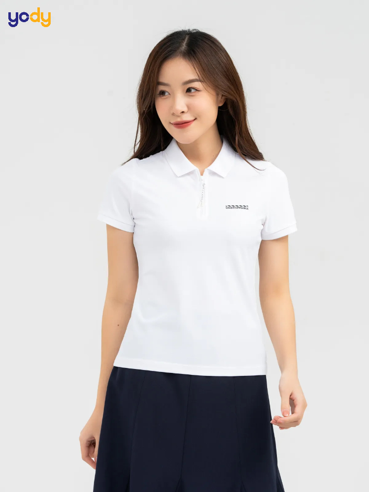 Áo Polo Nữ Yody Sport Run For Health màu trắng