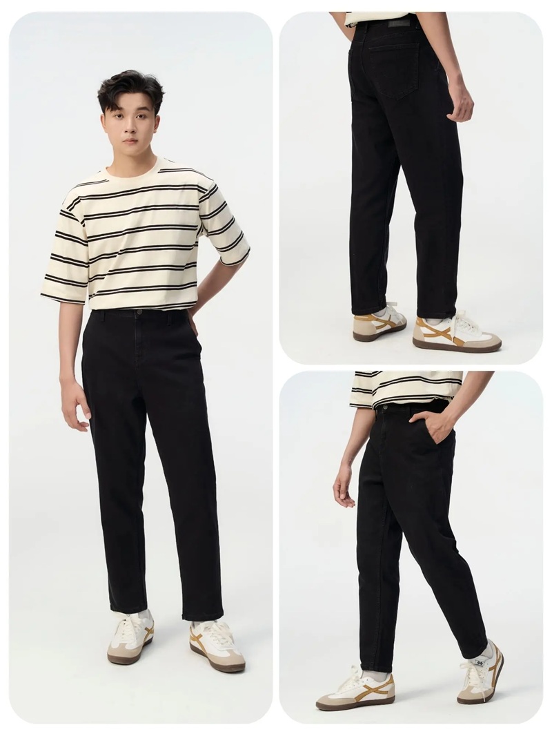 Quần jean đen Baggy cho vẻ ngoài năng động.