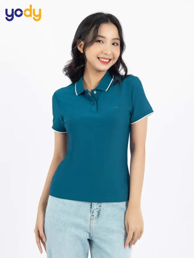 Áo polo YODY nữ màu xanh đen