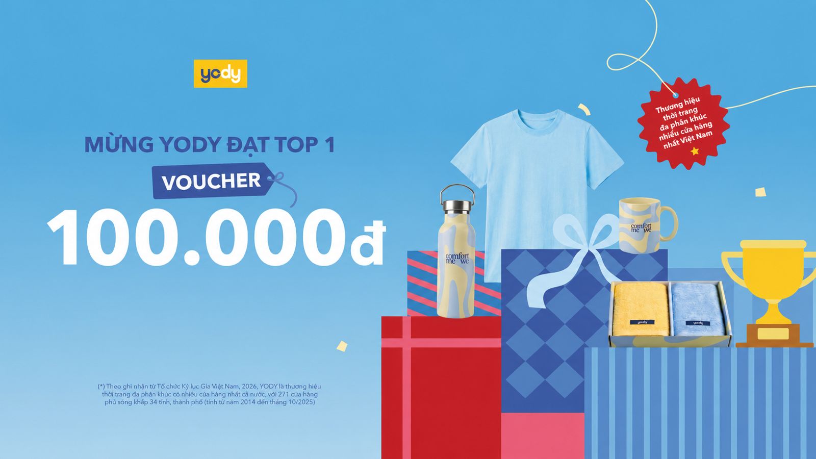 Bài viết - HOT! Nhận voucher 100K độc quyền trên website mừng YODY đạt Top 1