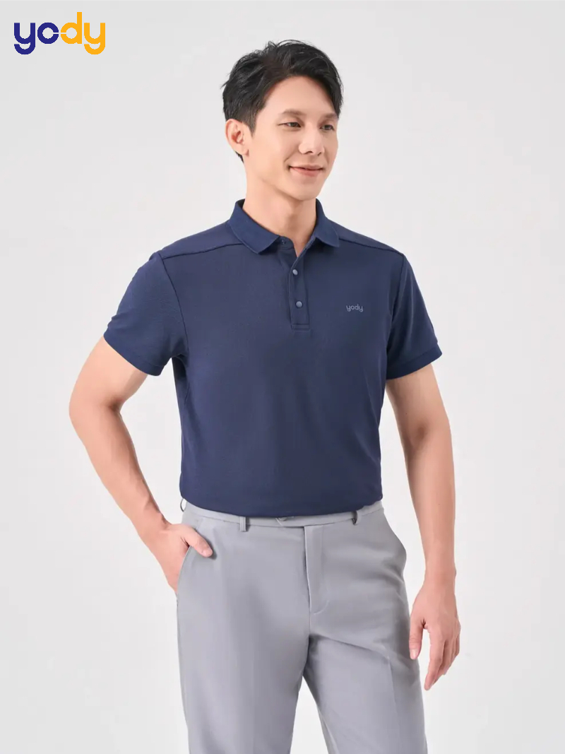 Áo Polo Nam S.Cafe Dệt Tổ Ong Cúc Bấm