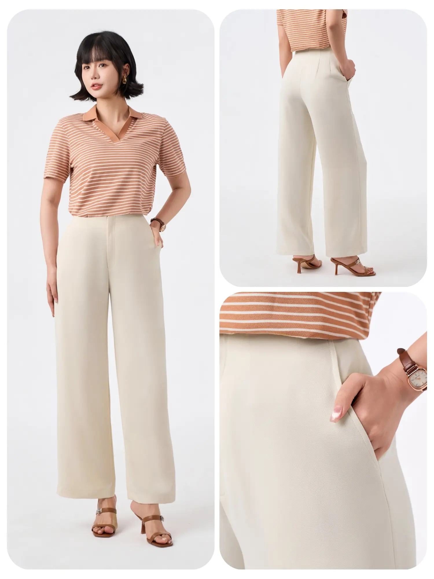 Quần âu nữ Essential Woven phom ống đứng tôn dáng