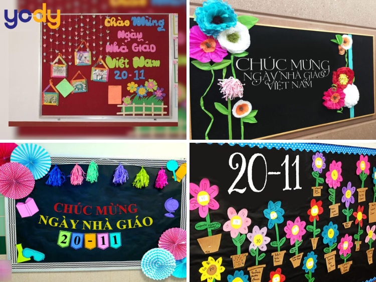 Mẫu trang trí bảng 20/11 bằng hình dán 3