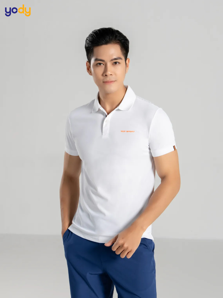 Áo Polo Nam Yody Sport Phối Nẹp màu trắng