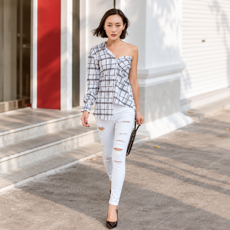 Phụ kiện đi kèm với áo sơ mi lệch cúc