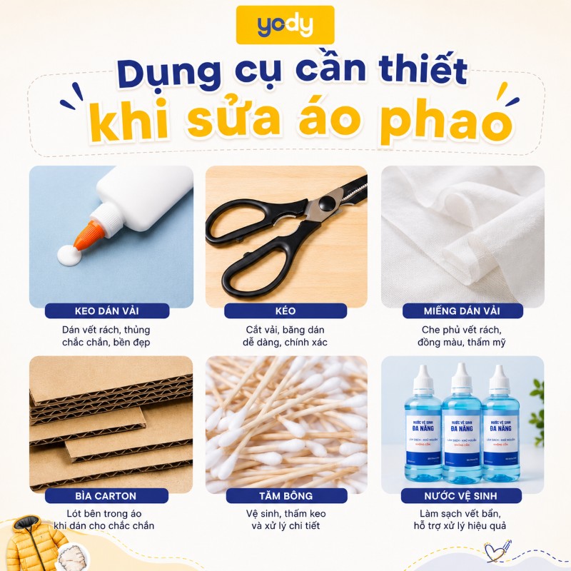cách sửa áo phao bị rách