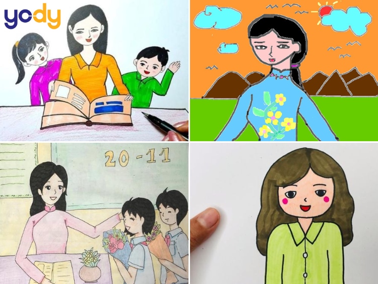 Tranh vẽ 20/11 chân dung thầy cô giáo 2