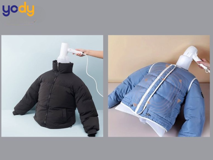 Dùng máy sấy tóc là cách xử lý áo phao lông vũ bị vón cục đơn giản