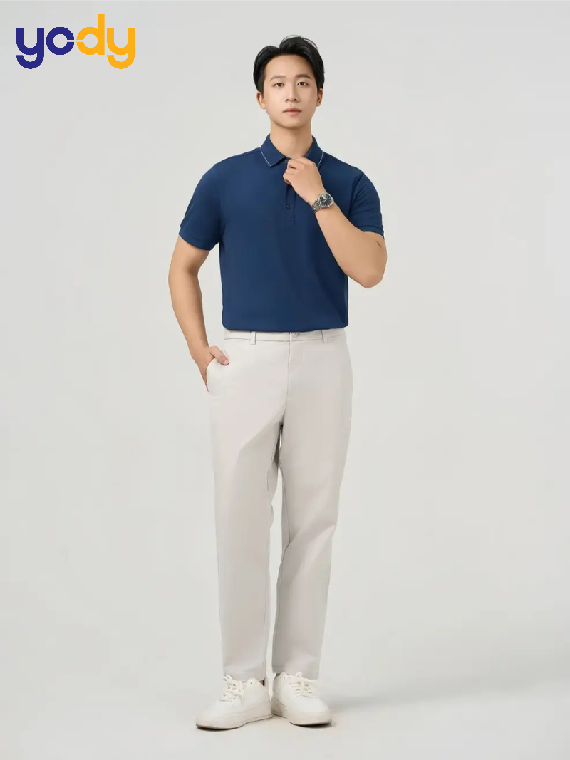 Áo polo, quần xếp ly