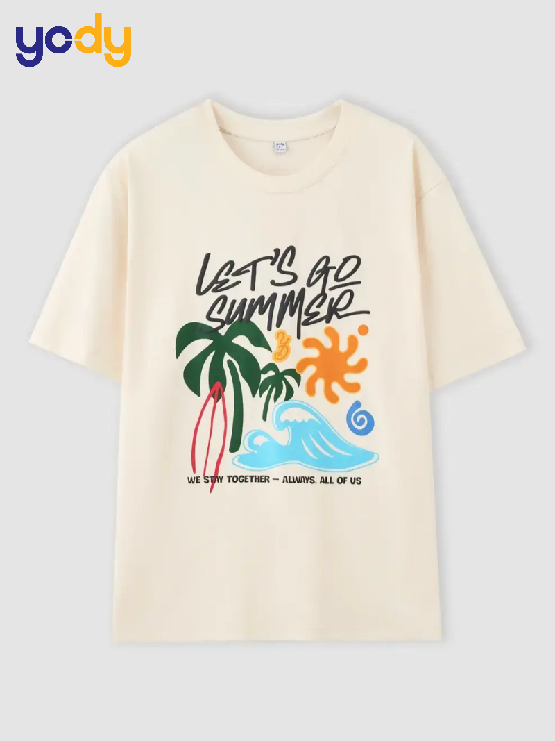 Áo thun basic họa tiết Let's Go Summer