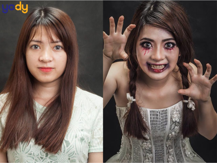 Halloween makeup búp bê ma
