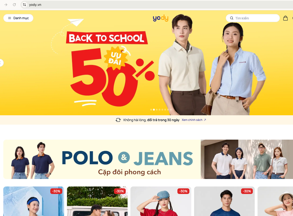 Website Yody có rất nhiều chương trình khuyến mãi hấp dẫn