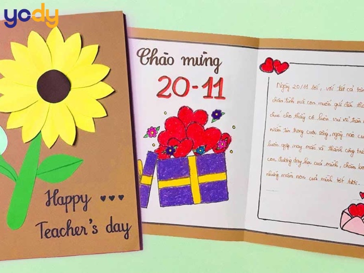 Mẫu thiệp 20/11 tự làm đơn giản, sáng tạo 1