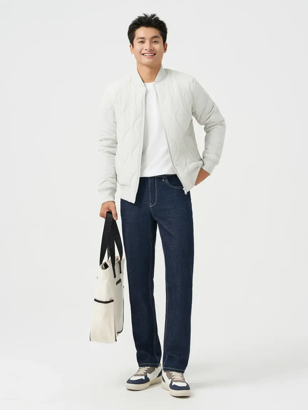 Cardigan, áo mặc trong và jean cạp cao nhẹ nhàng, hack dáng