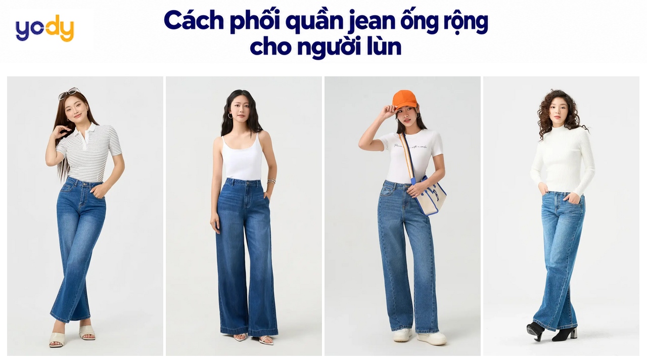 Cách phối quần jean ống rộng cho người lùn giúp hack dáng hiệu quả