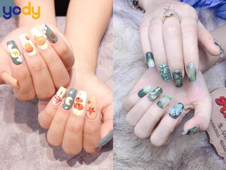 Mẫu nail trung thu đèn lồng