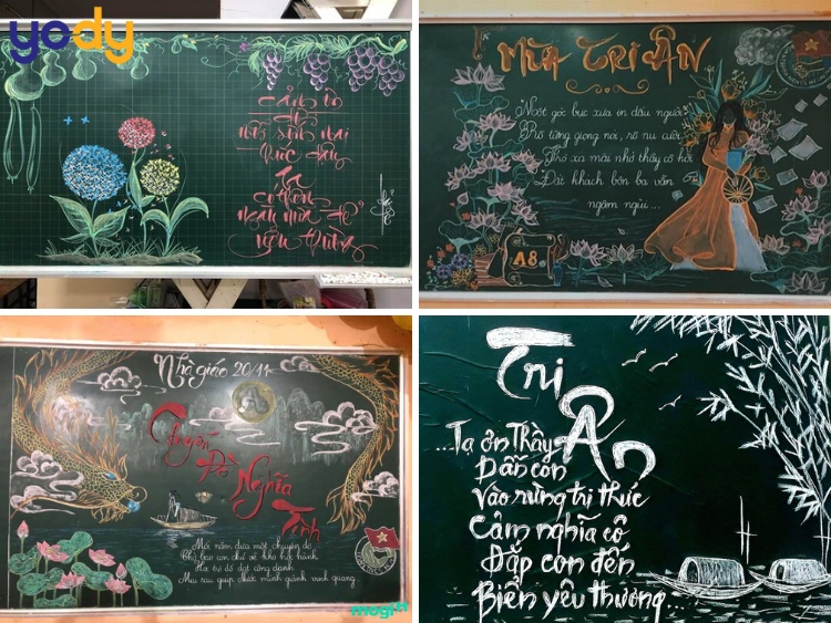 Mẫu trang trí bảng 20/11 chủ đề thư pháp 3