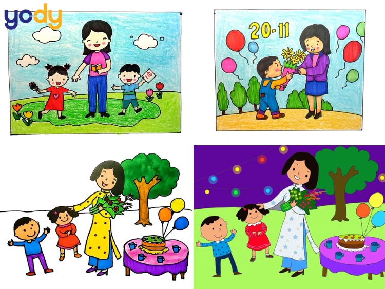 Tranh vẽ 20/11 cho trẻ mầm non