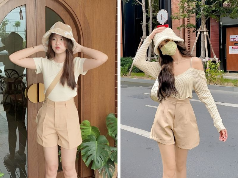 Quần màu kem phối áo màu gì