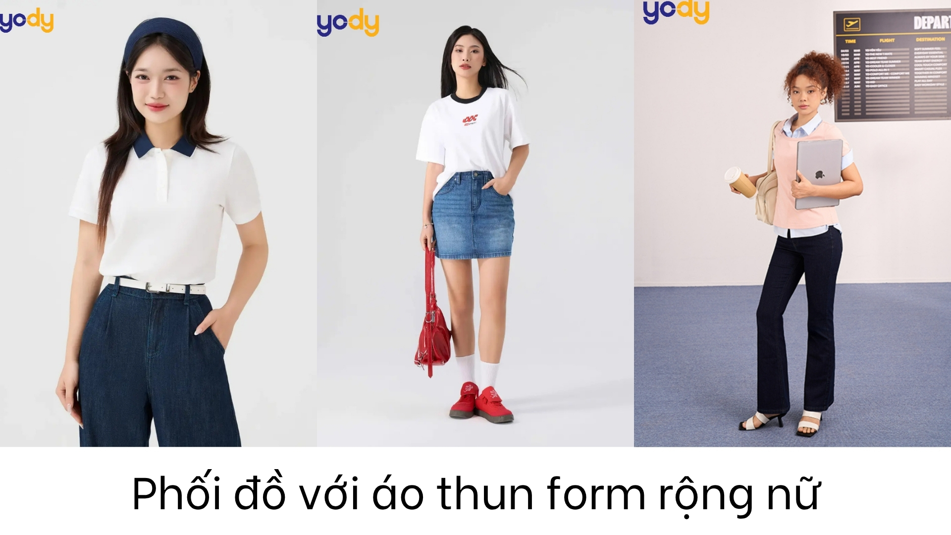 10+ Cách phối đồ với áo thun form rộng nữ hack dáng, cá tính