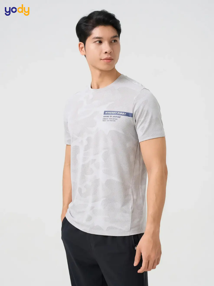 Áo Phông Nam Thể Thao Dệt Jacquard Thoáng Khí In Ngực