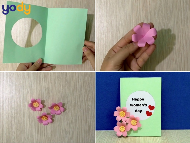 Thiệp 20/10 tự làm kiểu hoa nổi sáng tạo, độc đáo
