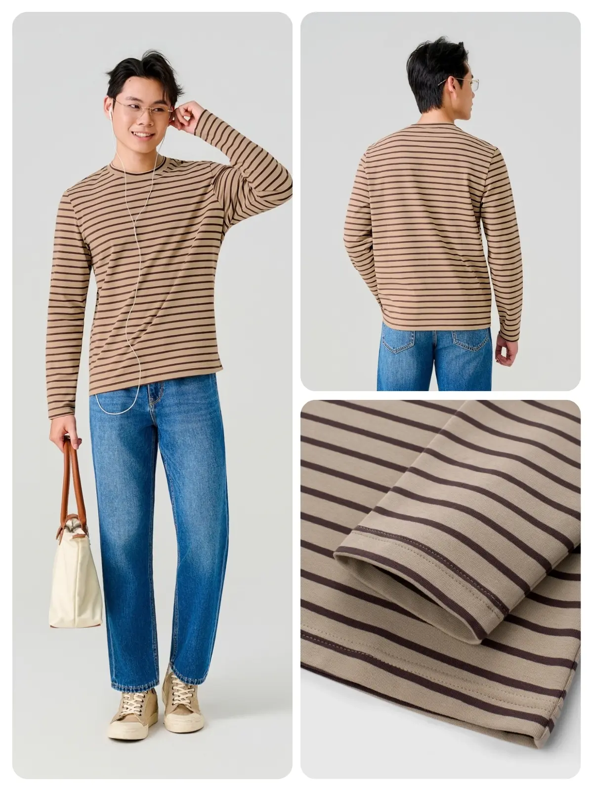 Jeans ống rộng kết hợp áo thun và sneaker cho outfit năng động