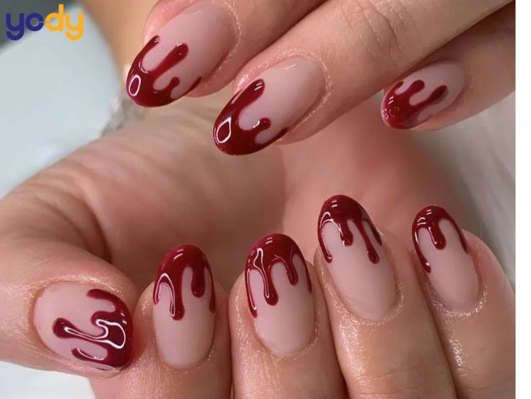 Nail Halloween máu chảy