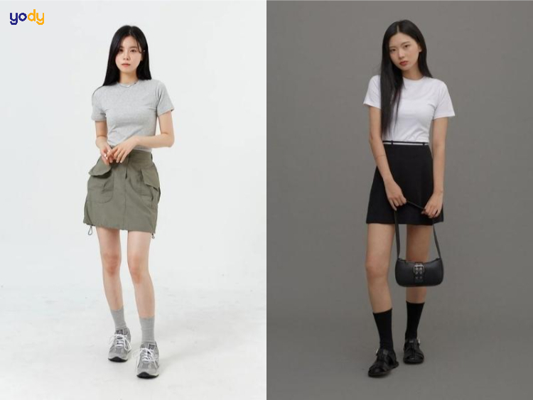 Phối đồ với áo thun ôm