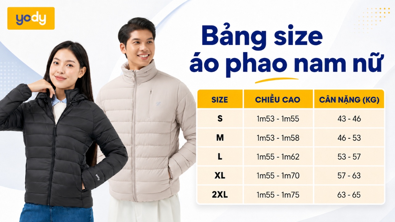 Chọn áo phao theo cân nặng nên kết hợp với chiều cao để chính xác hơn