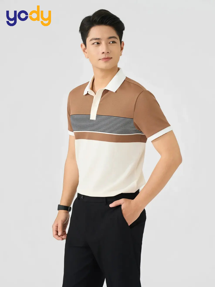 Áo Polo Nam Pha Phối Kẻ