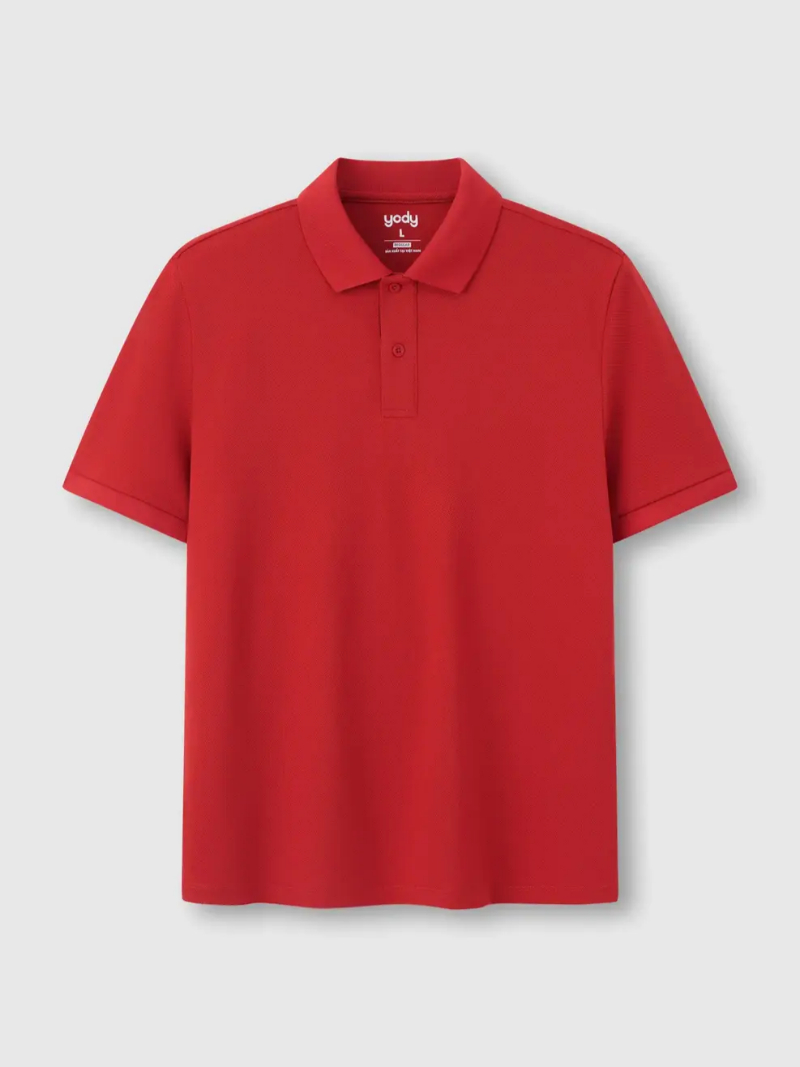 Áo polo Cafe Knit ngắn tay màu đỏ