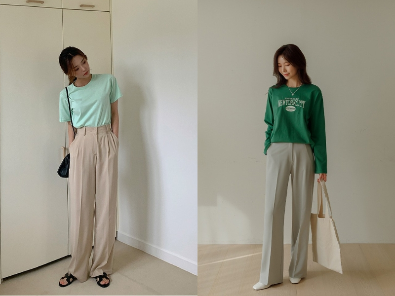 Quần màu kem phối áo màu gì