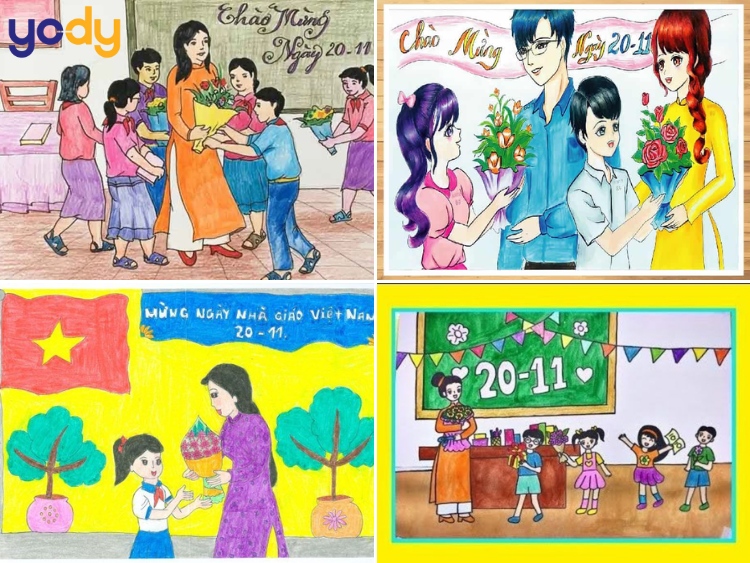 Tranh vẽ đề tài ngày Nhà giáo Việt Nam 3