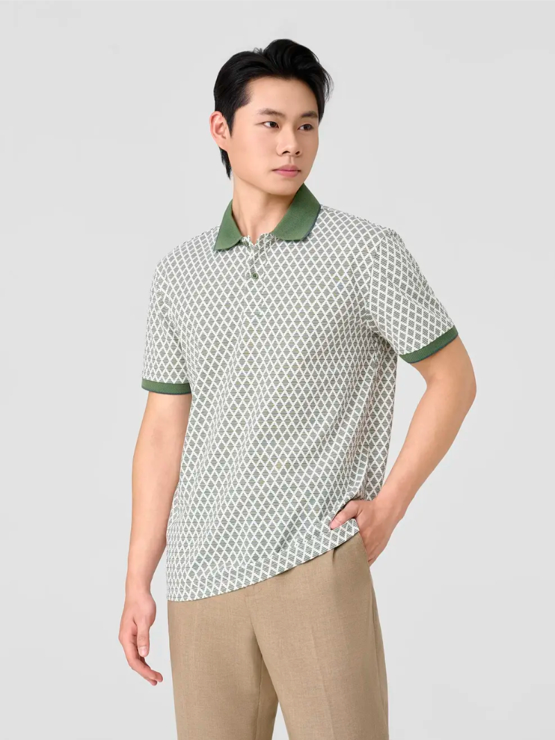Áo Polo Nam Slim Họa Tiết In Tràn