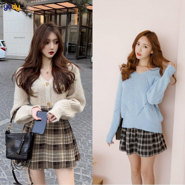 Phối đồ với áo len mỏng