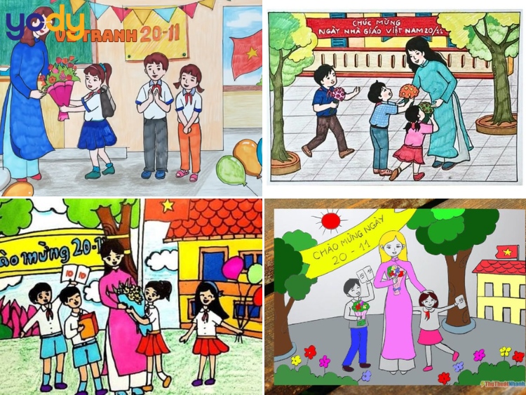 Tranh vẽ đề tài ngày Nhà giáo Việt Nam 1