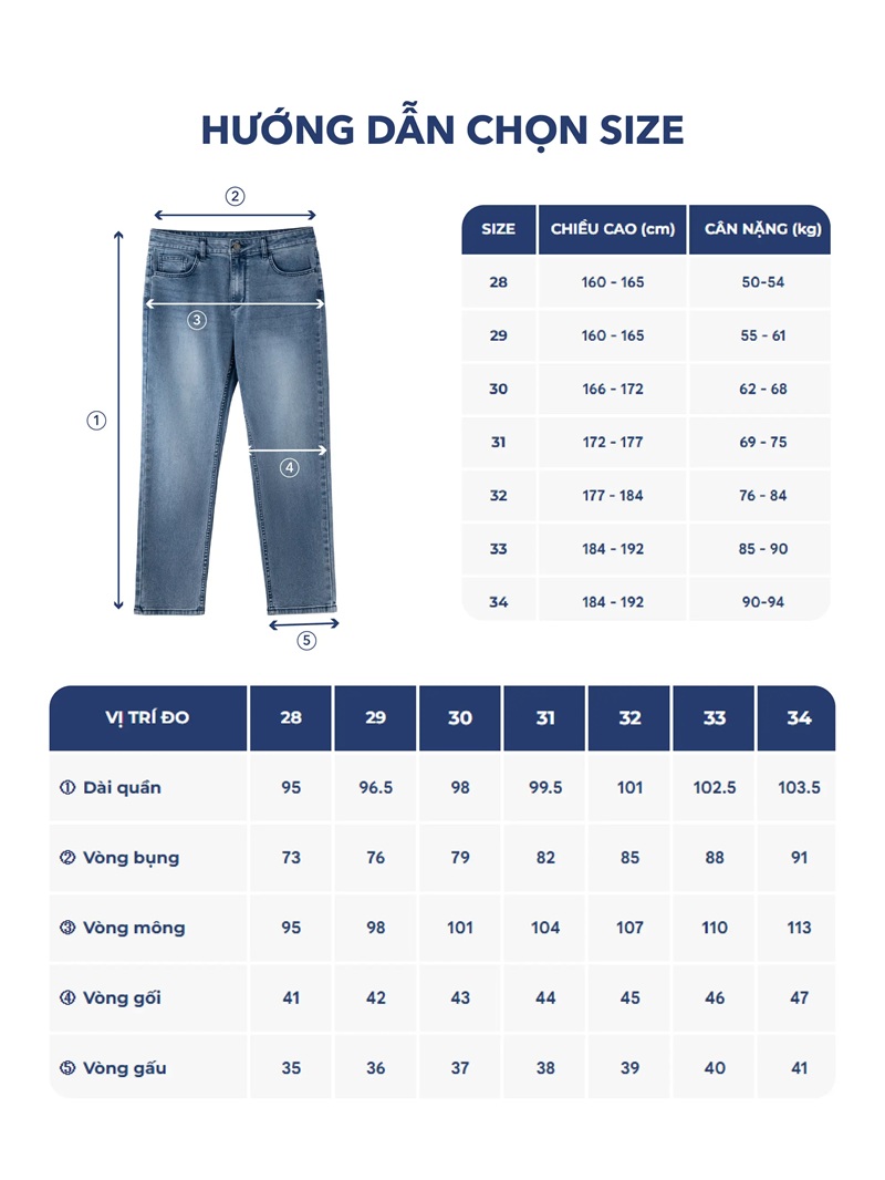 Kiểm tra kỹ vòng eo, vòng mông và chiều dài quần để chọn size vừa vặn