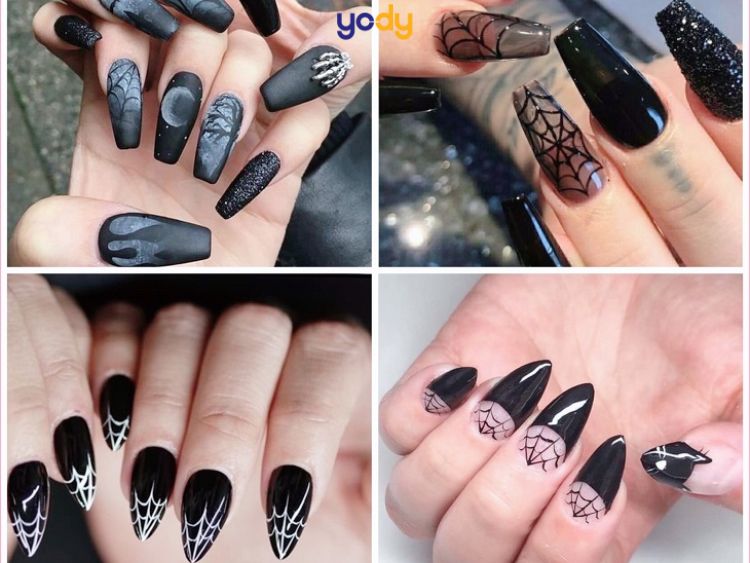 Nail Halloween mạng nhện