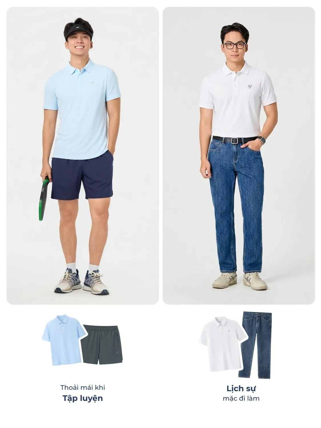Phối áo polo essential với nhiều phong cách