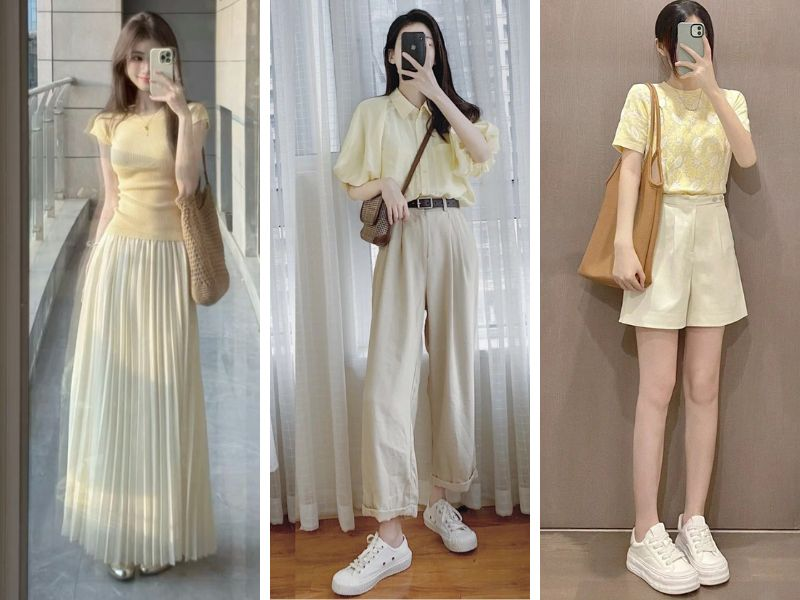 Quần màu kem phối áo màu gì