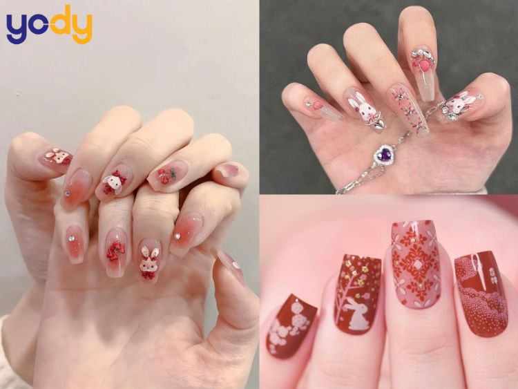 Mẫu nail trung thu Thỏ ngọc, chị Hằng đẹp lung linh