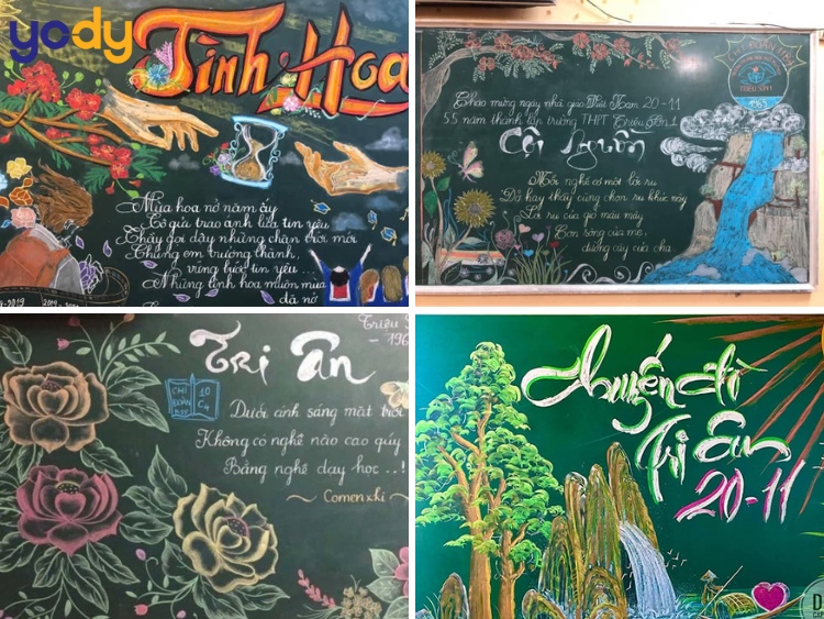 Mẫu trang trí bảng 20/11 chủ đề thư pháp 1