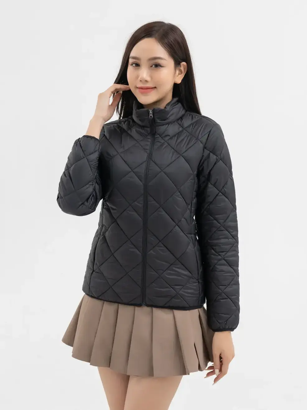 mix áo phao dáng ngắn